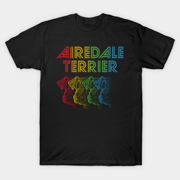 Cool Retro Groovy Airedale Terrier Dog T-Shirt by Madfido